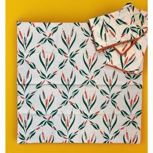 RARE 1970’s NEW no tags Wamsutta Cattails Table Napkins Set/4 Vintage Botanical